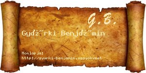 Gyürki Benjámin névjegykártya